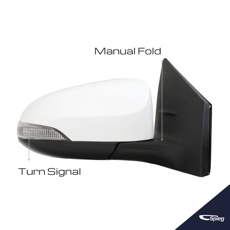 Spieg Passenger Side Mirror for 2014-2018 Toyota Corolla Power Adj Heated Turn Signal Light Painted White 7 Pins Right TO1321295 - Image 3